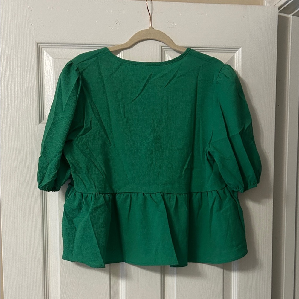 SHEIN Vibrant Green Peplum Blouse